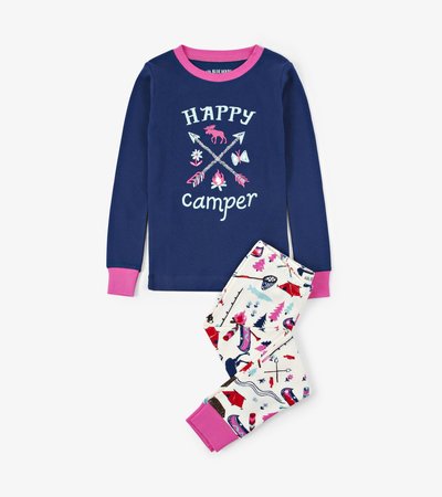 Pyjama à appliqué pour enfant – Camping sauvage rose