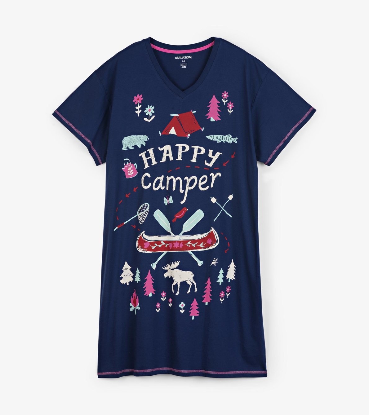 Agrandir l'image de Chemise de nuit pour femme – Camping sauvage « Happy Camper »