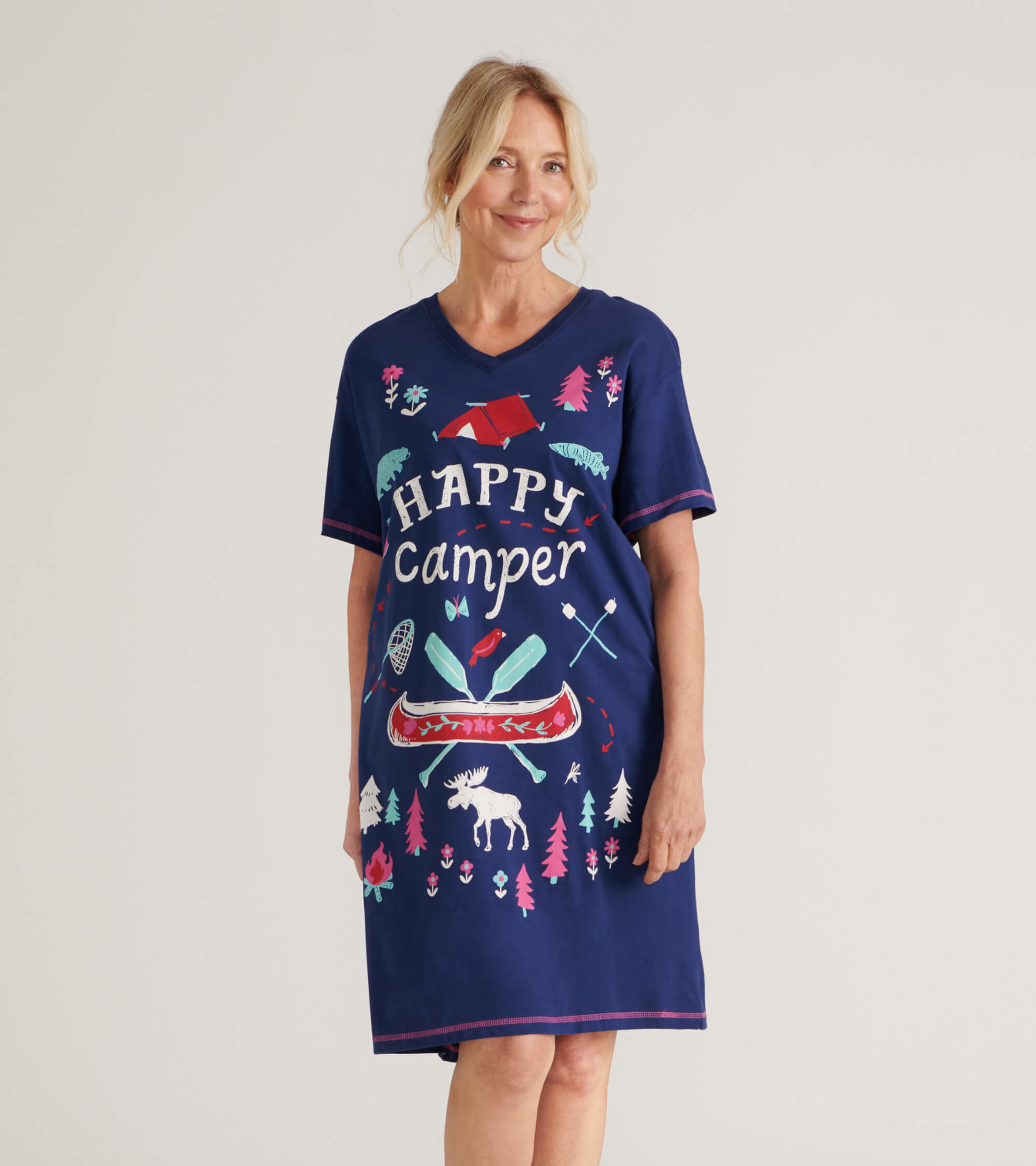 Happy Camper Country Women's Sleepshirt - Little Blue House US