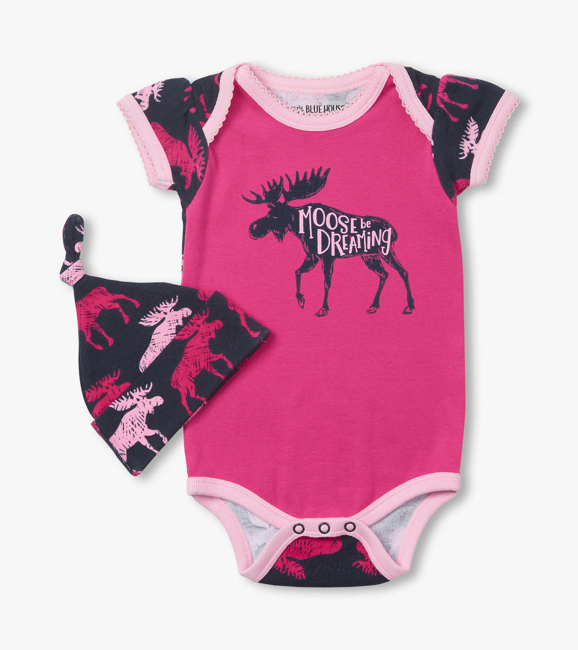 View larger image of Raspberry Moose Baby Bodysuit & Hat