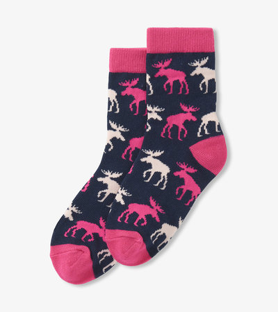 Raspberry Moose Kids Crew Socks