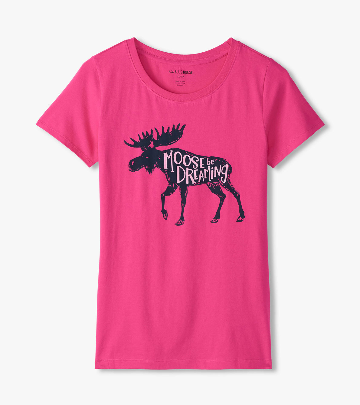 Agrandir l'image de T-shirt de pyjama pour femme – Orignal sur fond framboise