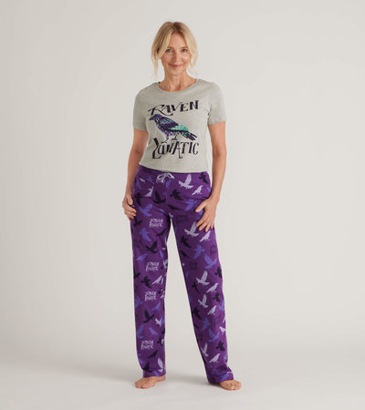 Raven Lunatic Women's Tee and Pants Pajama Separates - Little Blue House CA