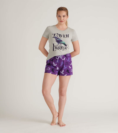 Ensemble de pyjama t-shirt et pantalon interchangeables pour femme - Corbeau « Raven Lunatic »