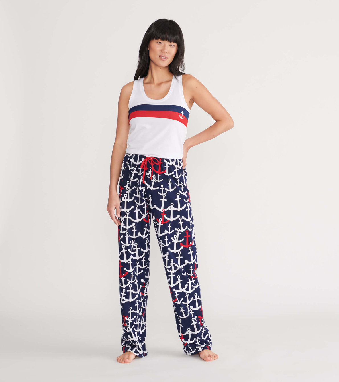 View larger image of Red and White Anchors Women's Jersey Pajama Pants