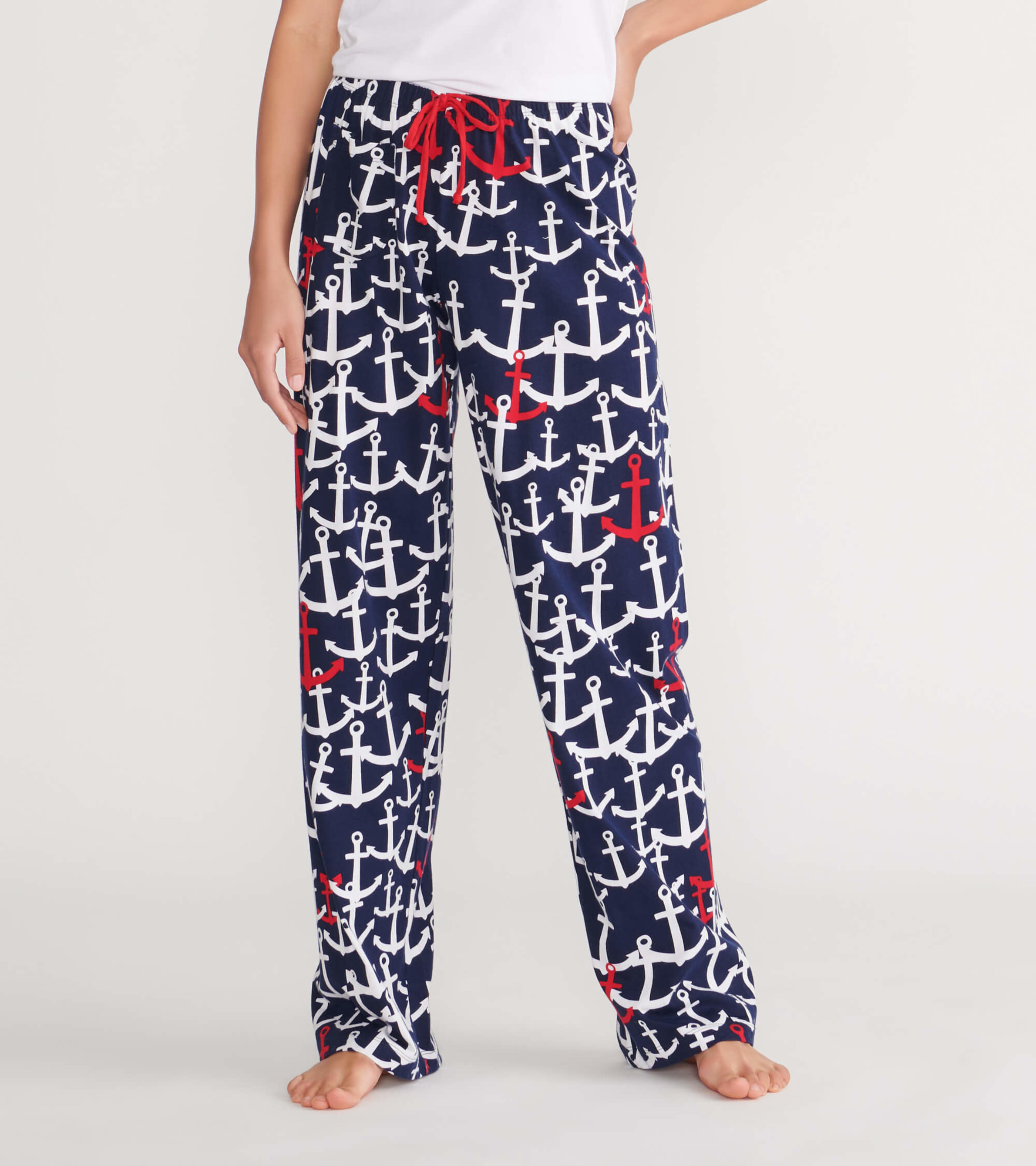 Moose on Red Women's Jersey Pajama Pants
