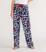 Red and White Anchors Women's Jersey Pajama Pants
