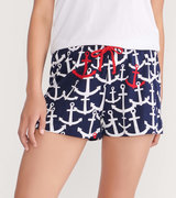 Red and White Anchors Women's Sleep Shorts