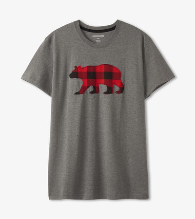 T-shirt pour homme – Ours à motif tartan rouge