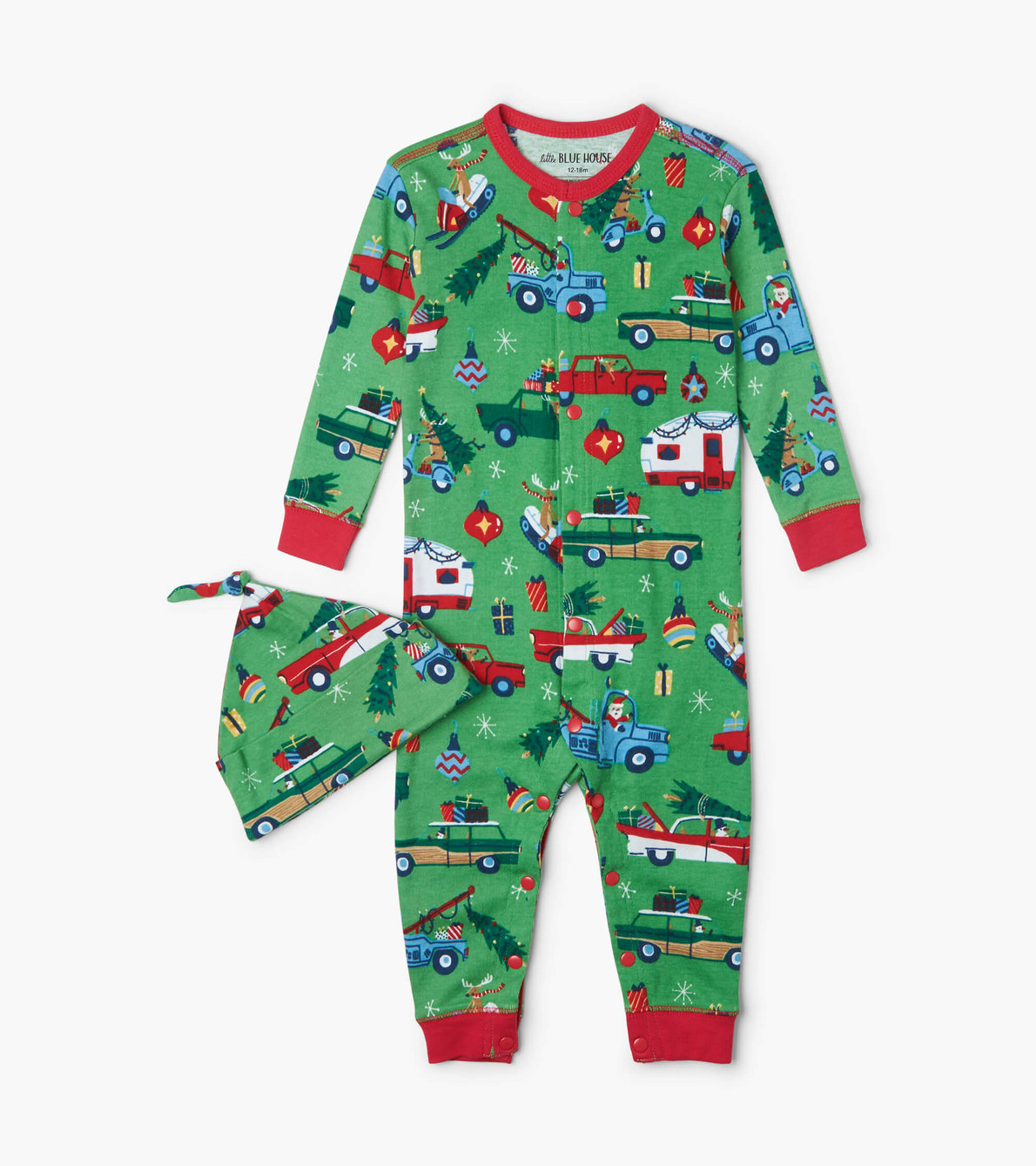 View larger image of Retro Christmas Baby Coverall with Hat