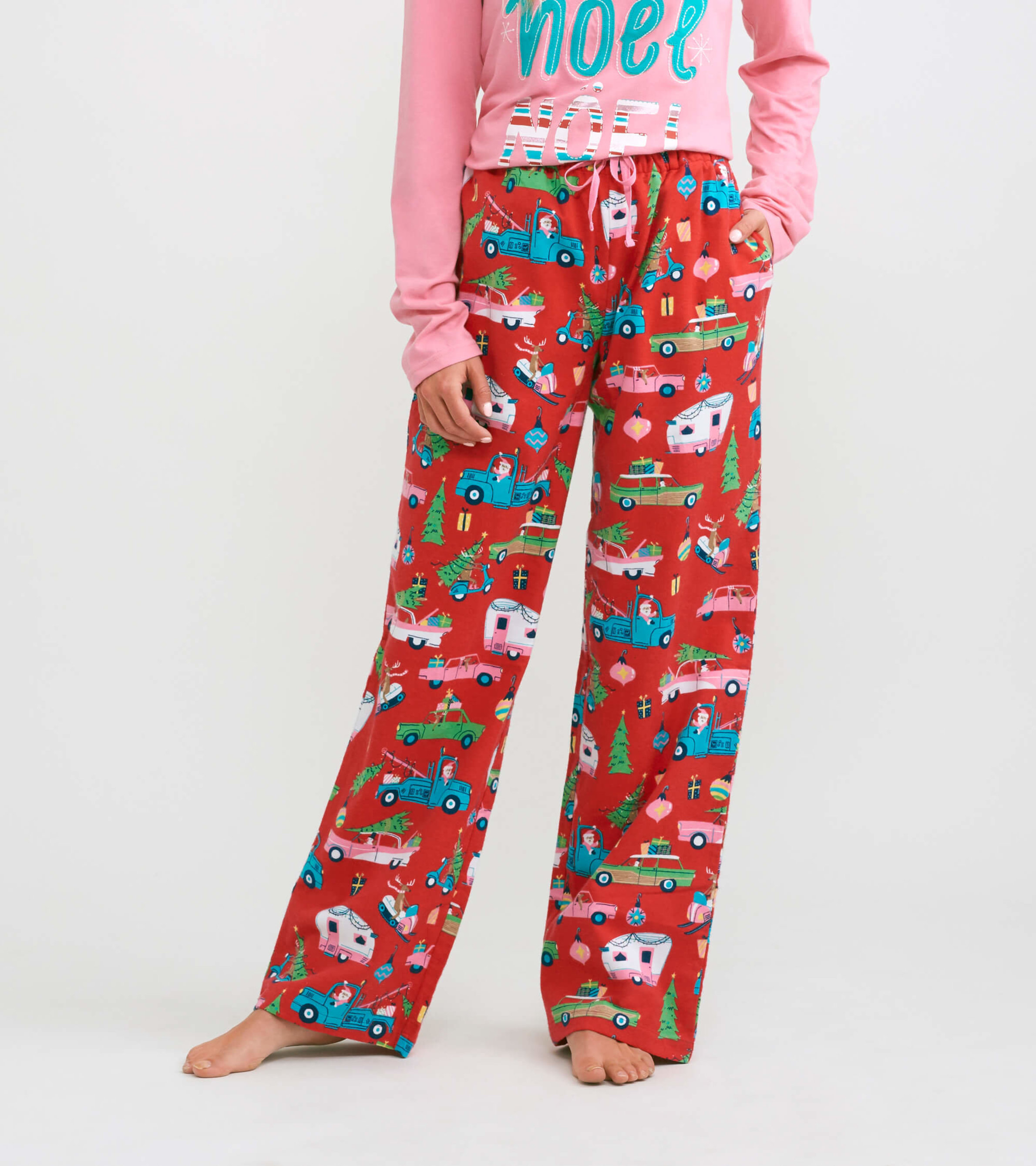 Retro Christmas Women's Flannel Pajama Pants - Little Blue House US