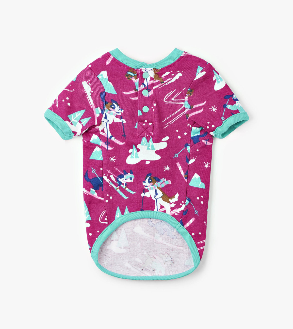 Agrandir l'image de T-Shirt pour chien – Chiens en ski sur fond rose