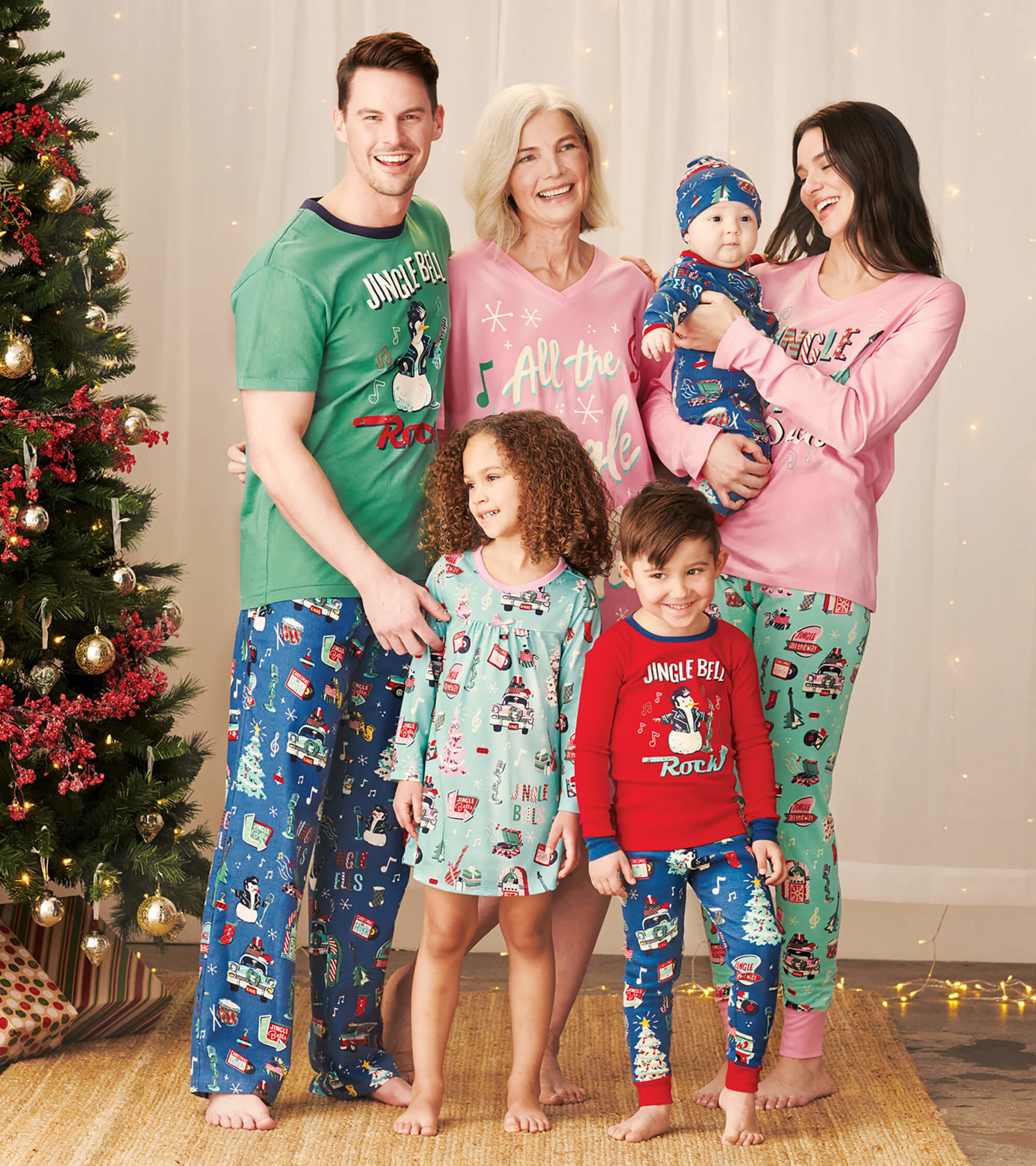 Skeleton Rockin Around The Christmas Tree Holiday Pajamas For The Family -  Family Christmas Pajamas By Jenny