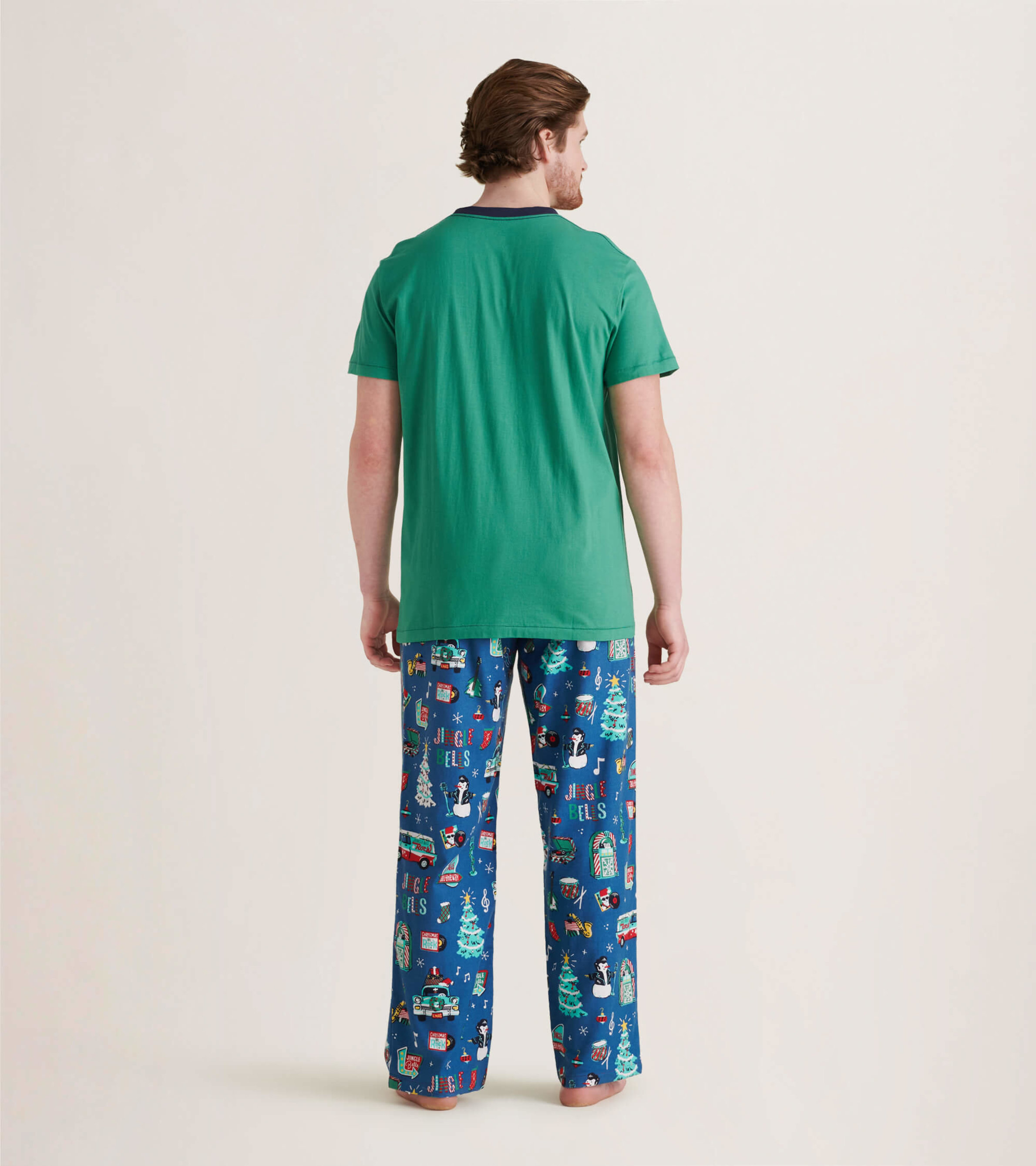 Sant + Abel Men's Blue Palm Tree Cotton Pajama Pants