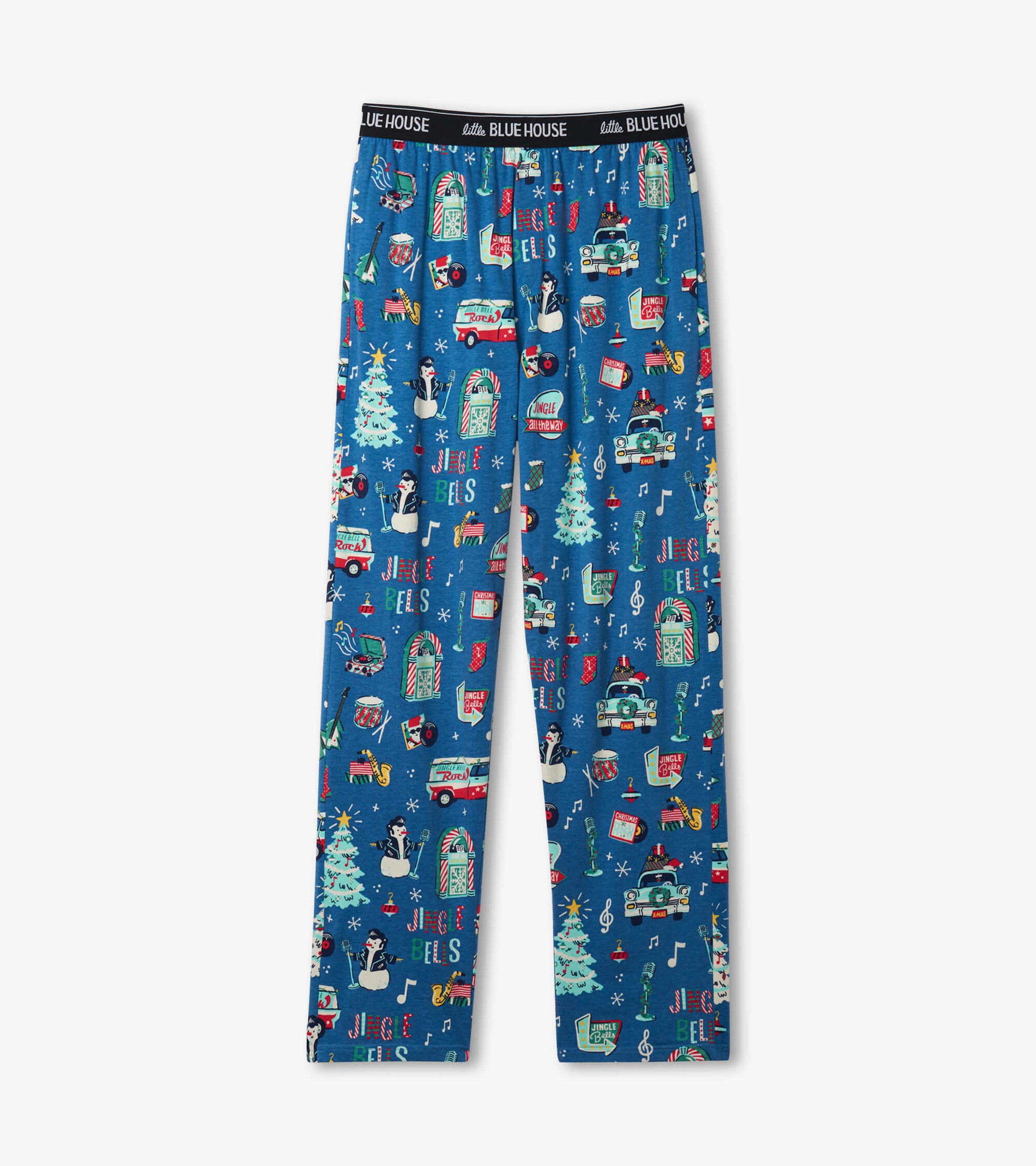 Rockin Holidays Men's Tee and Pants Pajama Separates - Little Blue