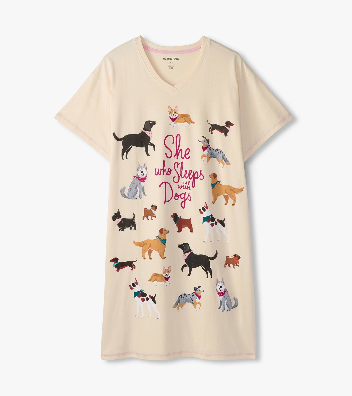 Agrandir l'image de Chemise de nuit pour femme – Chiens « She Who Sleeps With Dogs »