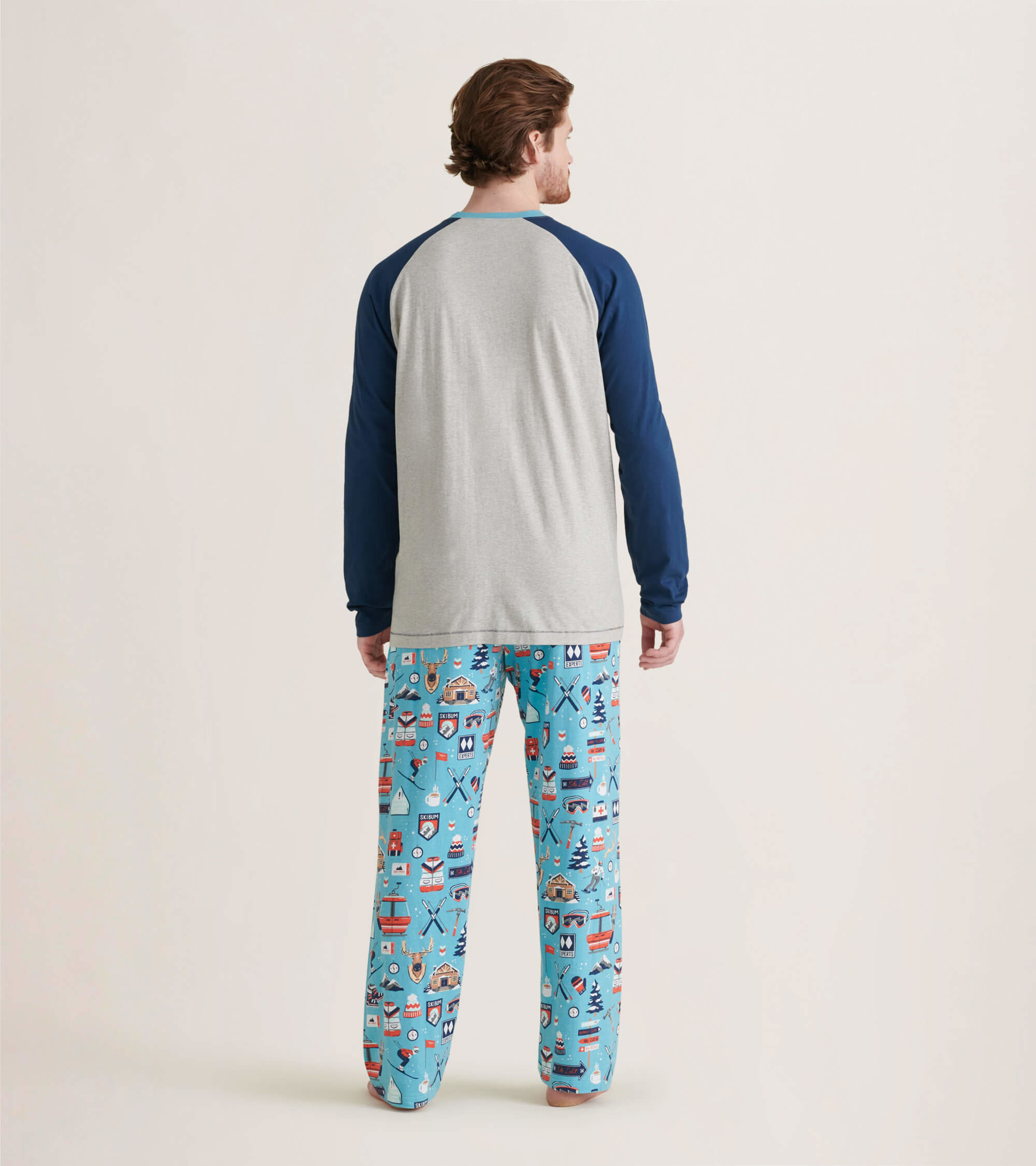 Men's Vintage Ski Jersey Pajama Pants - Little Blue House US