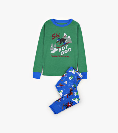 Ski Hot Dog Kids Appliqué Pajama Set