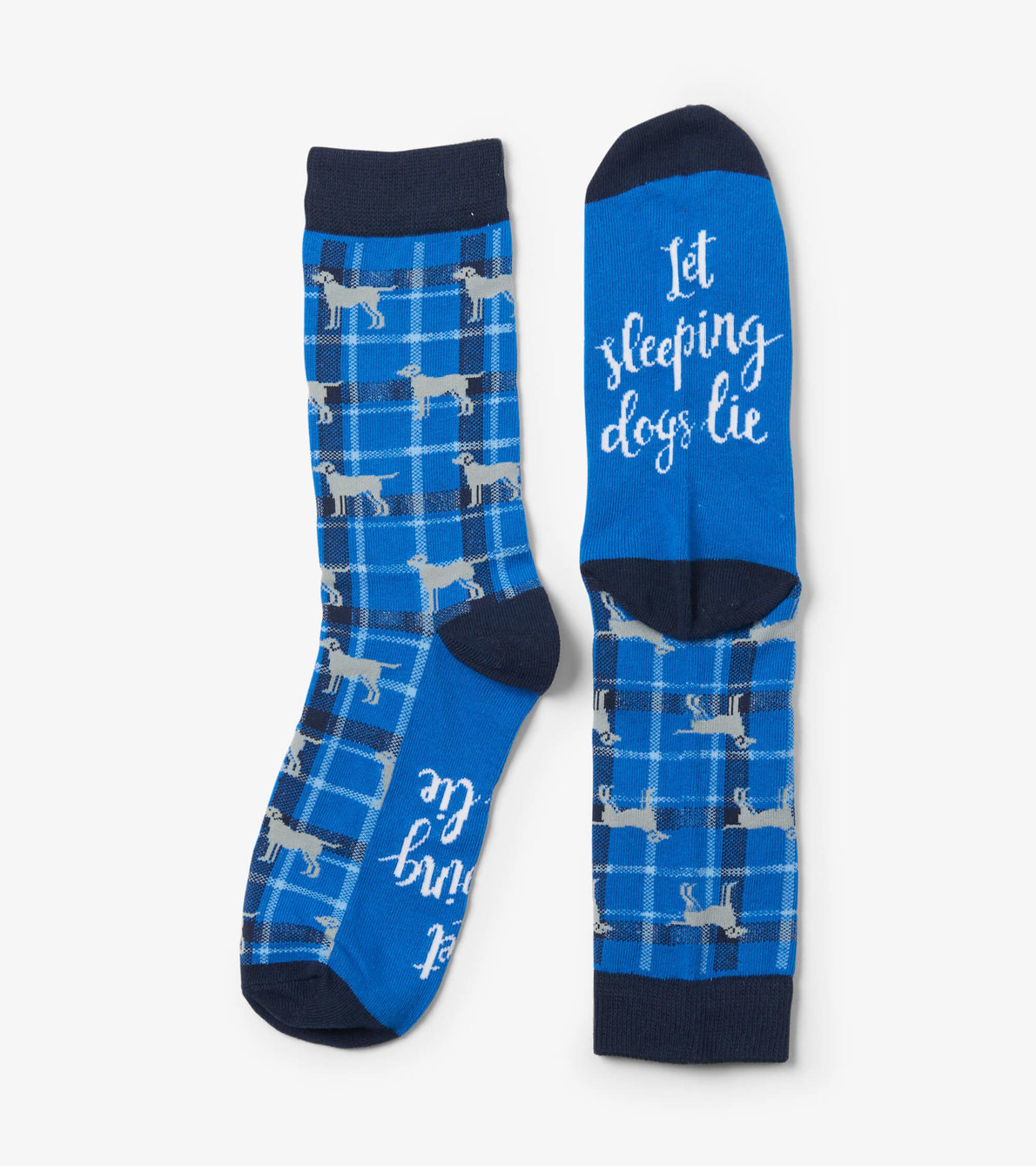 Agrandir l'image de Chaussettes pour homme – Chiens sur motif écossais bleu