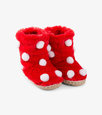 Snow Balls Fuzzy Slouch Slippers