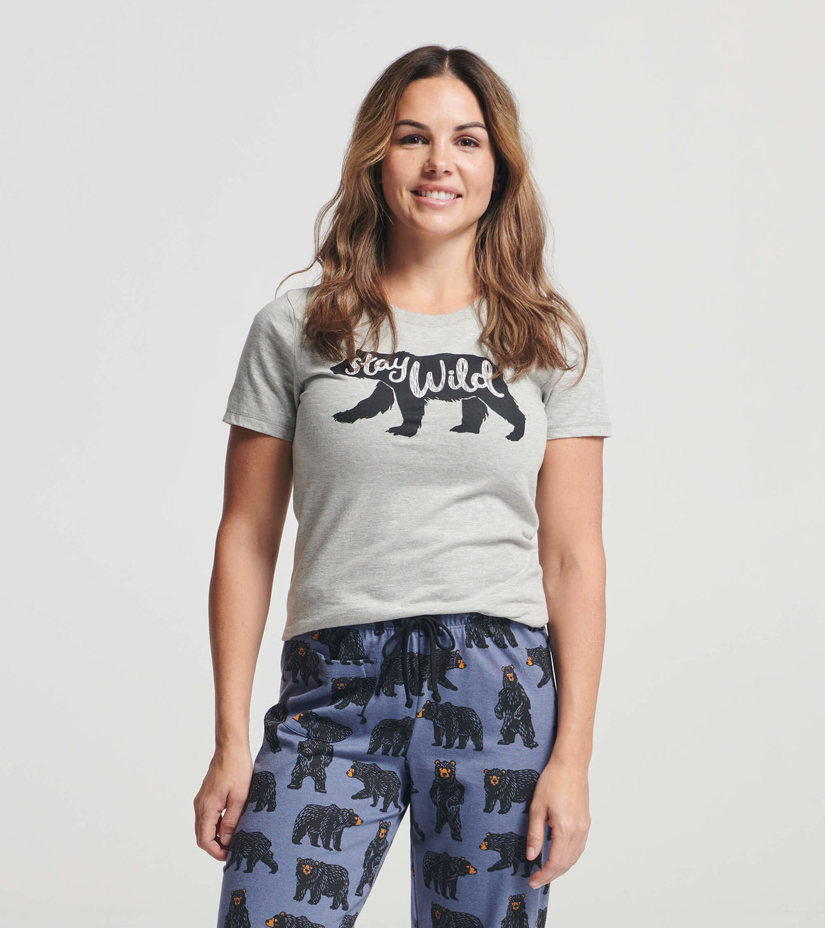 Agrandir l'image de T-shirt de pyjama pour femme – Ours « Stay Wild »