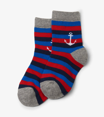 Striped Anchor Kids Crew Socks