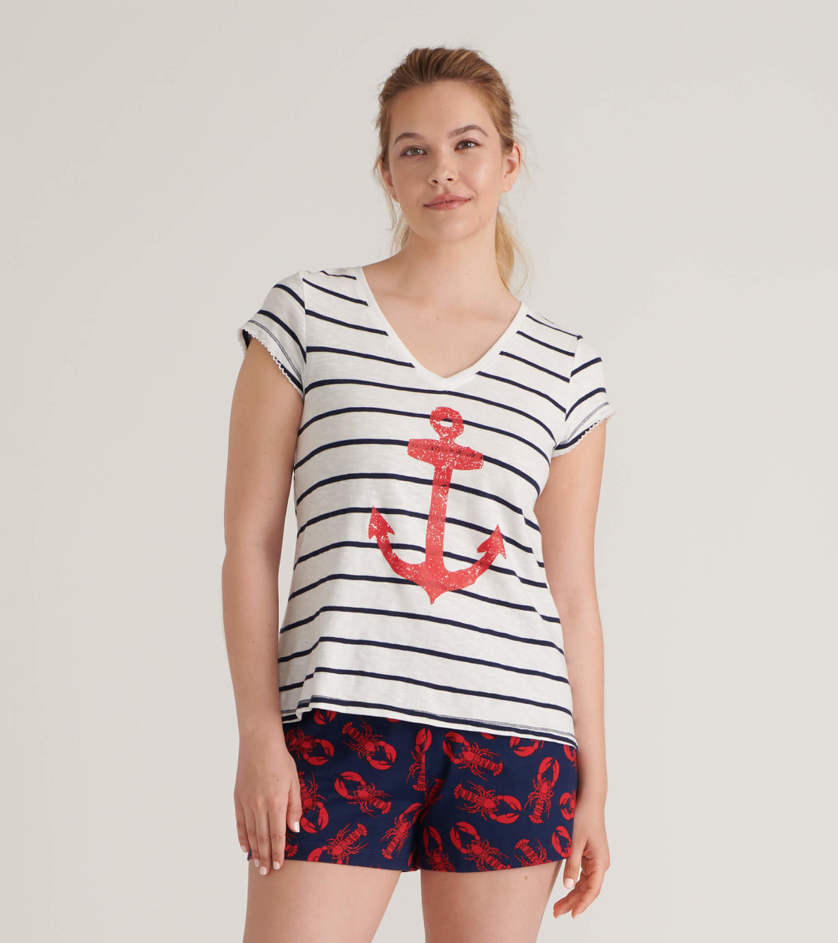 View larger image of Striped Anchor Women's V-Neck Tee