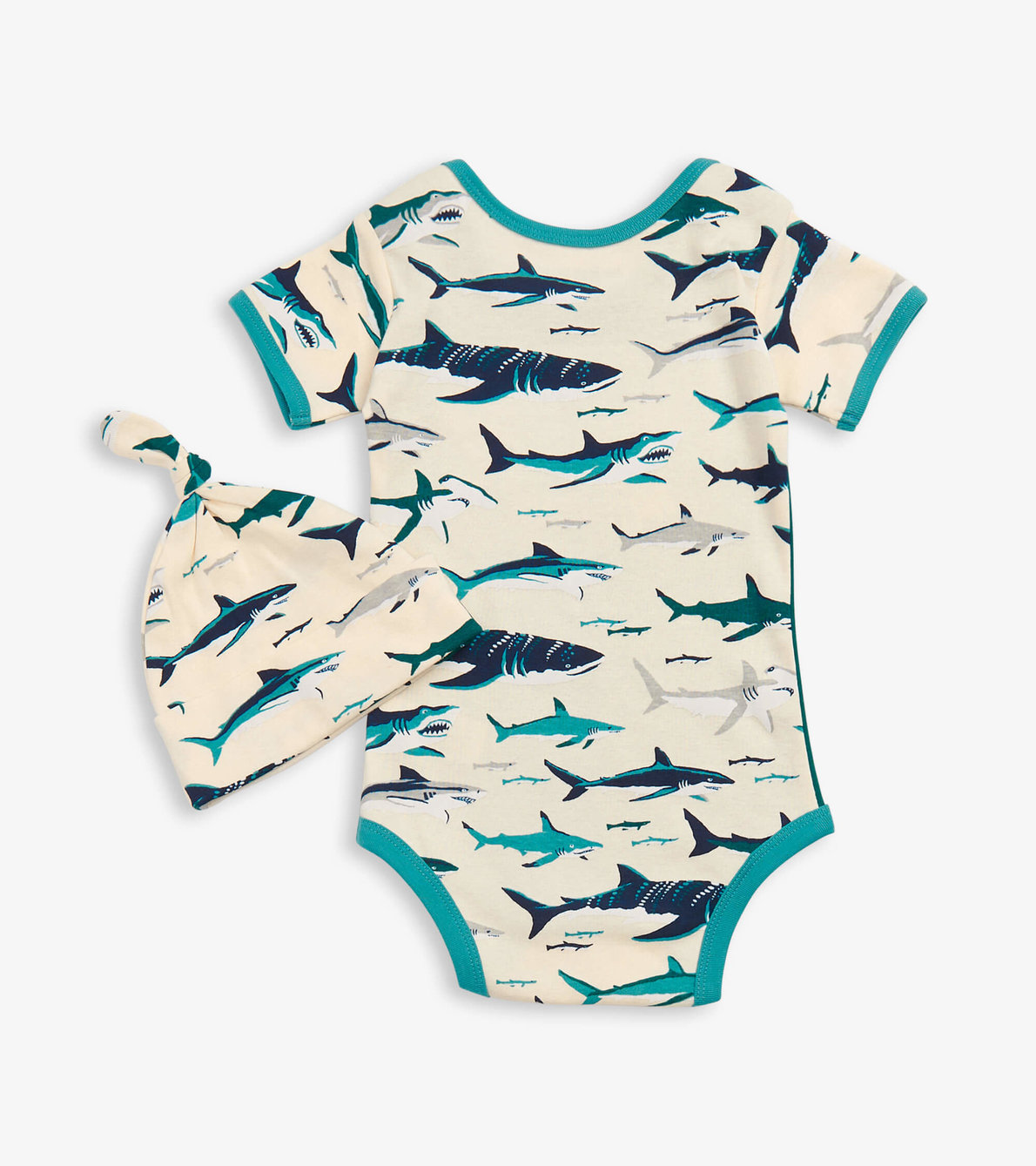View larger image of Toothy Sharks Baby Bodysuit With Hat