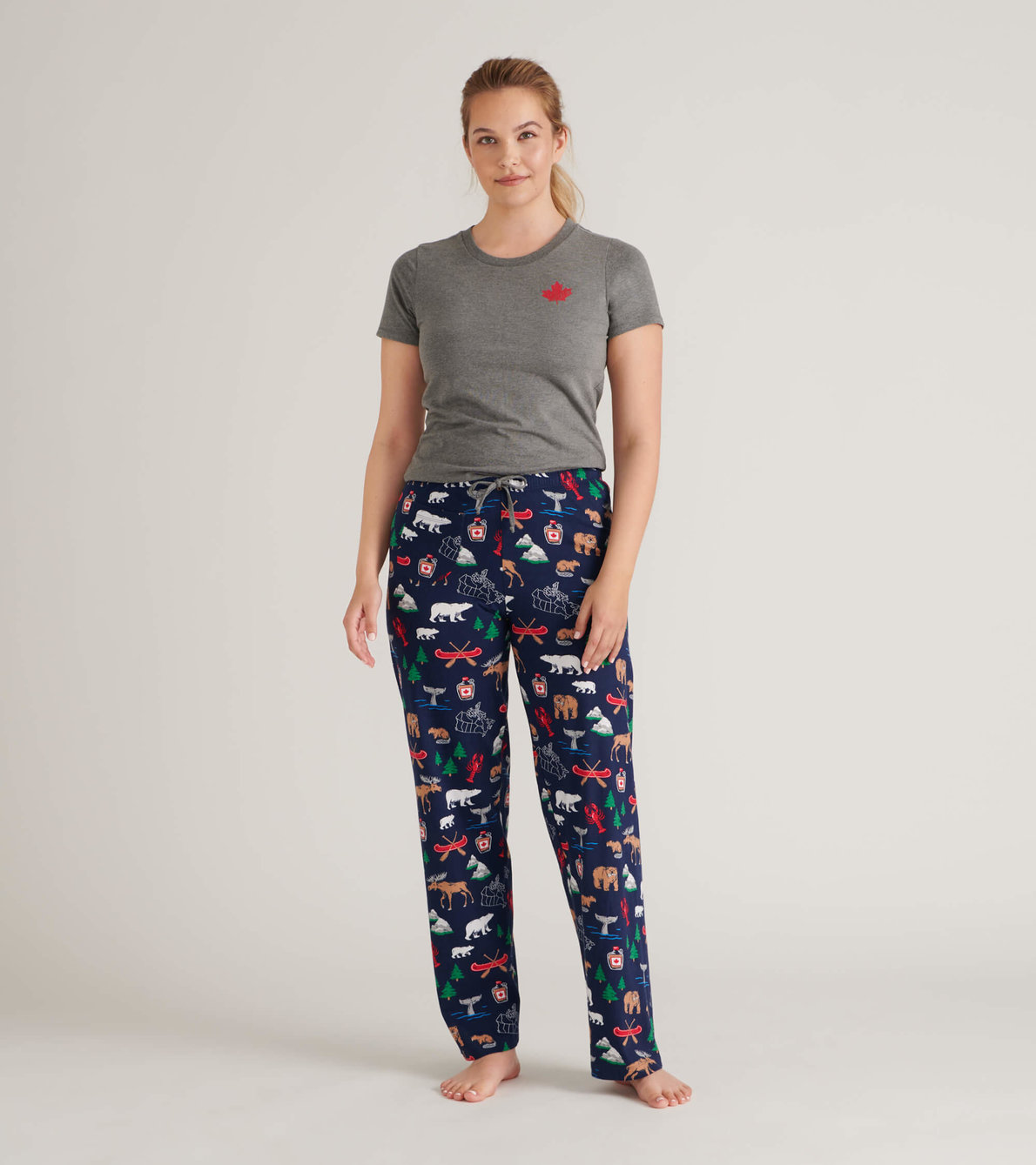 Agrandir l'image de Pantalon de pyjama en jersey pour femme – Motifs canadiens