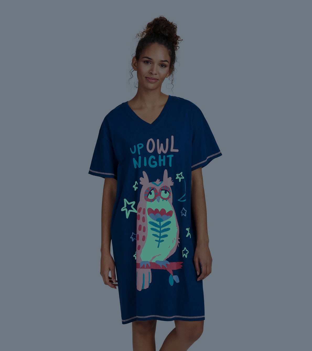 Agrandir l'image de Chemise de nuit pour femme – Hibou « Up Owl Night »