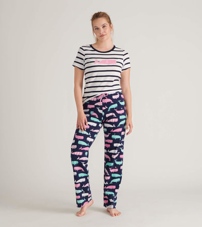 Whales Women's Tee and Pants Pajama Separates