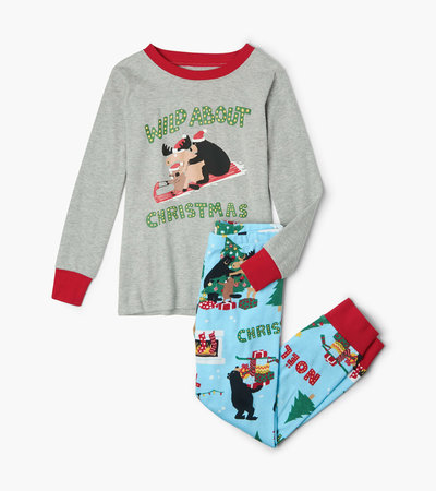 Pyjama à appliqué pour enfant – Animaux sauvages de Noël