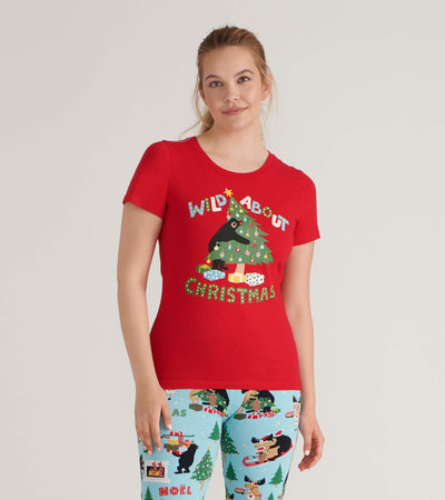 T-shirt de pyjama pour femme – Animaux sauvages de Noël