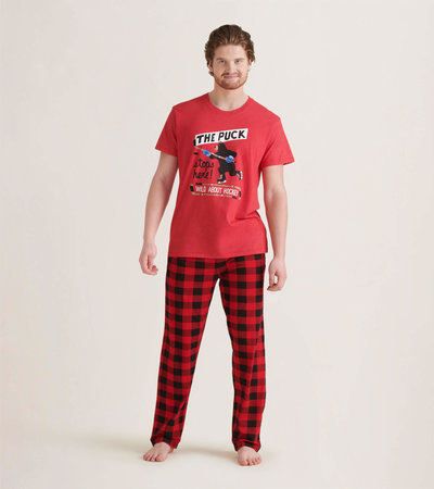 Wild About Hockey Men's Tee and Pants Pajama Separates