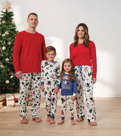 Pyjamas pour la famille - Animaux des bois en ski