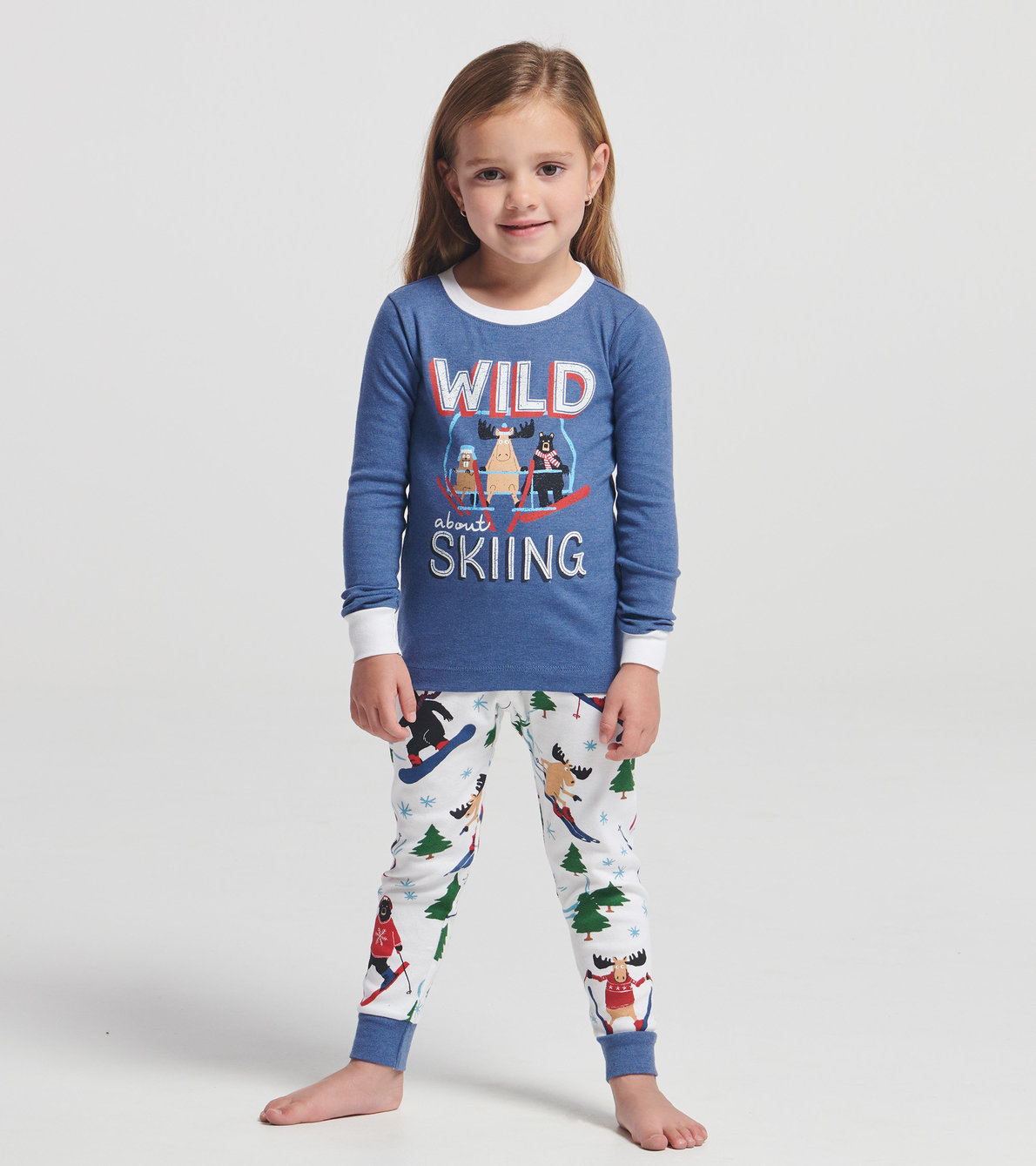 View larger image of Kids Wild About Skiing Appliqué Pajama Set
