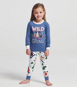 Wild About Skiing Kids Appliqué Pajama Set