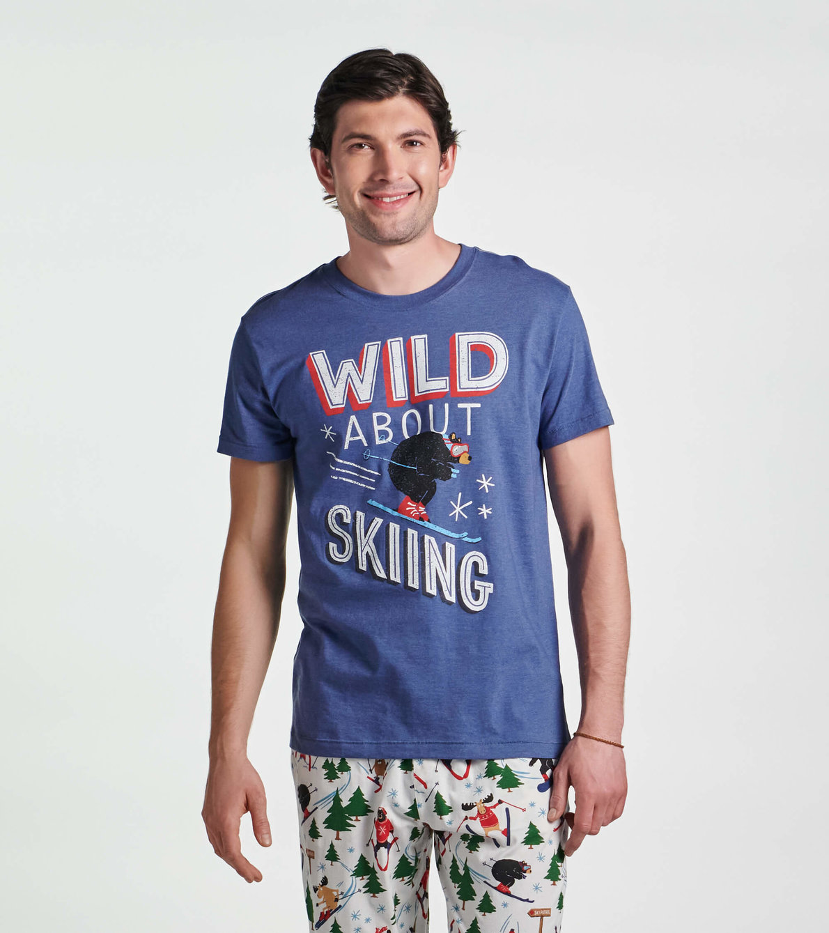 Agrandir l'image de T-shirt pour homme – Ours en ski « Wild about skiing »