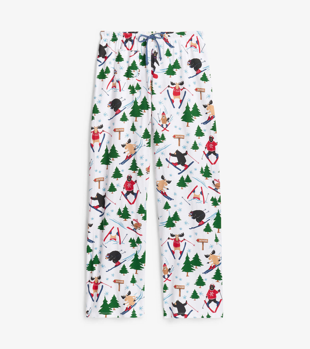 Agrandir l'image de Pantalon de pyjama en jersey pour femme – Animaux des bois en ski