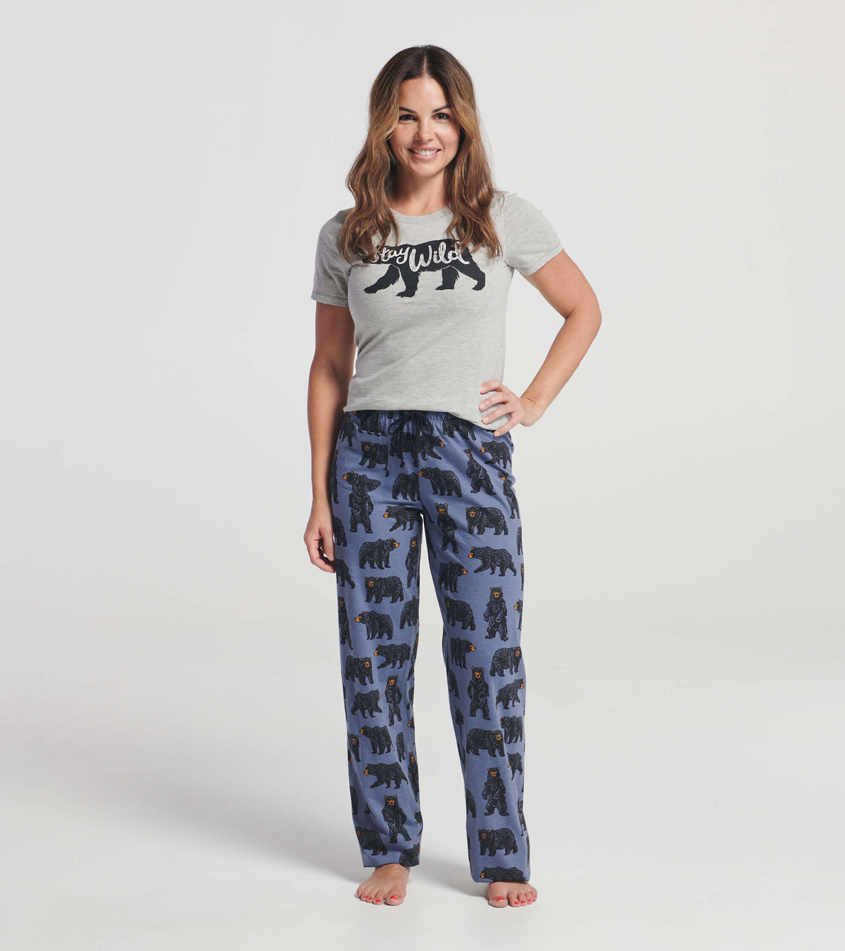 Agrandir l'image de Pantalon de pyjama en jersey pour femme – Ours en liberté