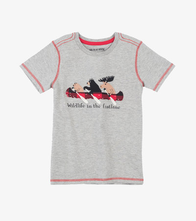T-shirt imprimés pour enfant – Animaux en canot