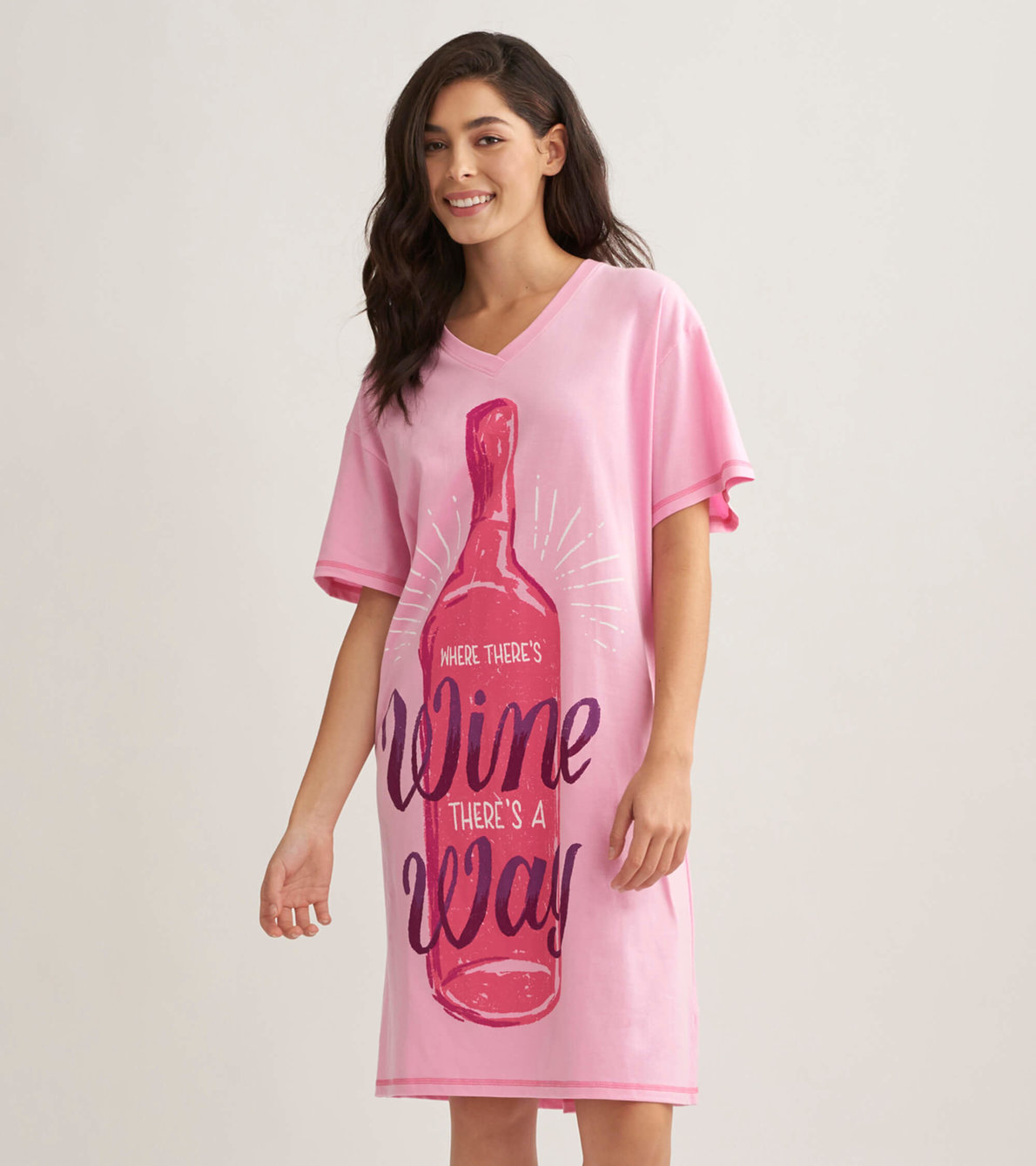 Agrandir l'image de Chemise de nuit pour femme – Bouteille de vin « Wine Way »