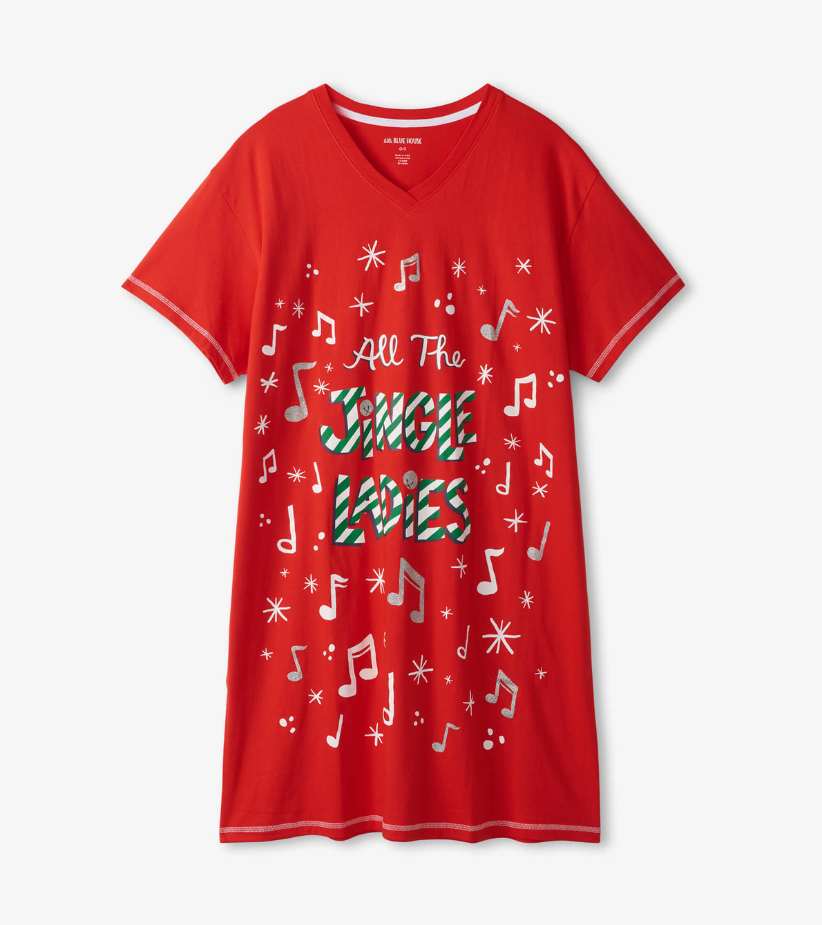 Agrandir l'image de Chemise de nuit pour femme – Notes de musique « All the Jingle Ladies »