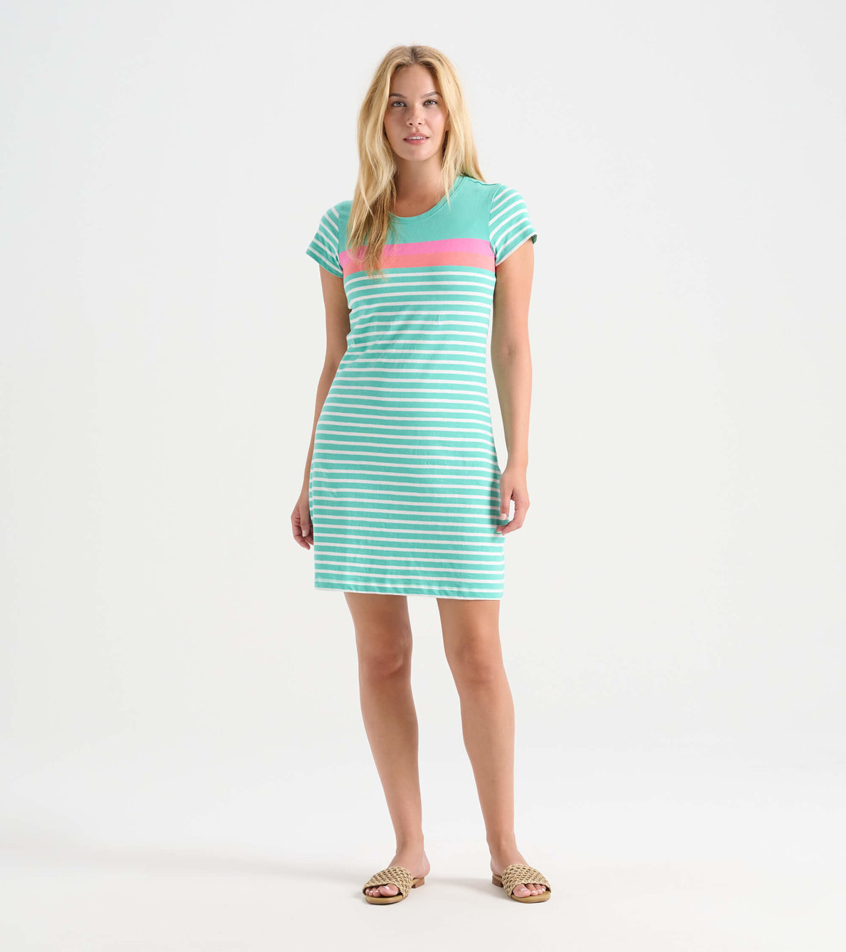 View larger image of Women's Bermuda Stripes Crew Neck T-Shirt Dress
