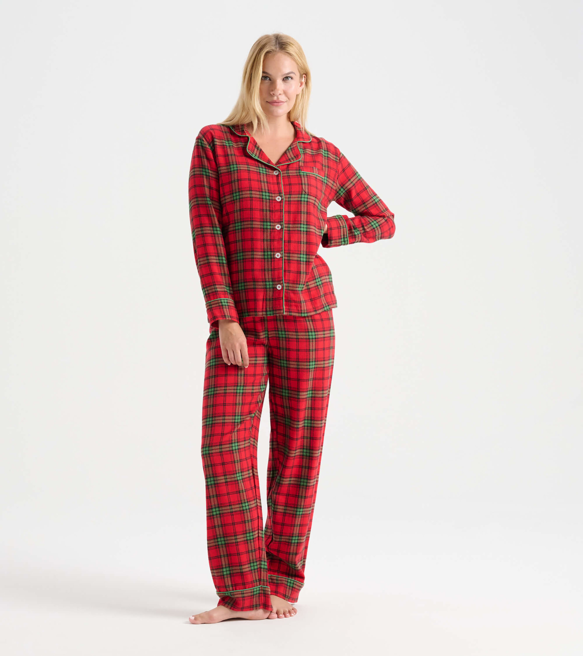 Women's Classic Holiday Plaid Flannel Pajama Set - Little Blue House US