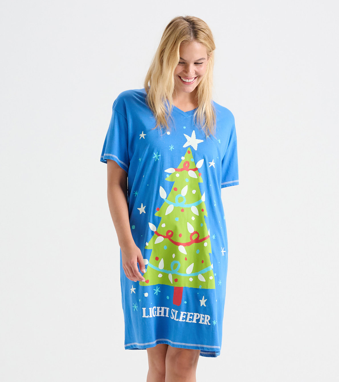 Agrandir l'image de Chemise de nuit pour femme – Sapin de Noël « Light Sleeper »