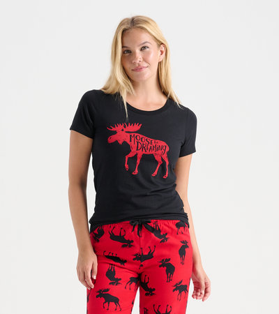 T-shirt de pyjama pour femme – Orignal rouge
