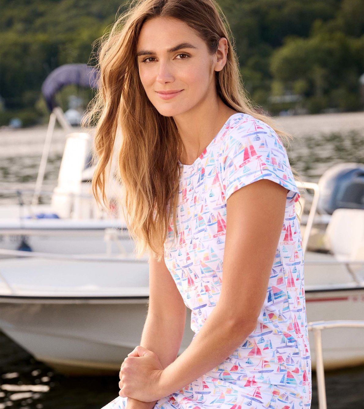 View larger image of Women's Sailboat Print Crew Neck T-Shirt Dress