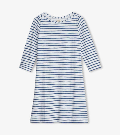 Women's Watercolor Stripes 3/4 Sleeve Summer Dress