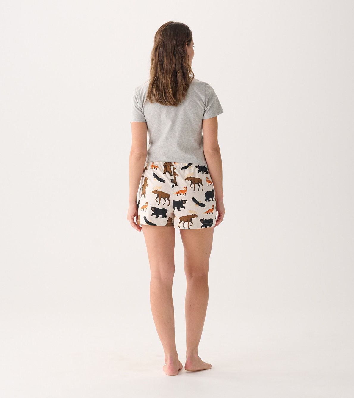 Agrandir l'image de Ensemble de pyjama t-shirt et short interchangeables pour femme - Faune des bois